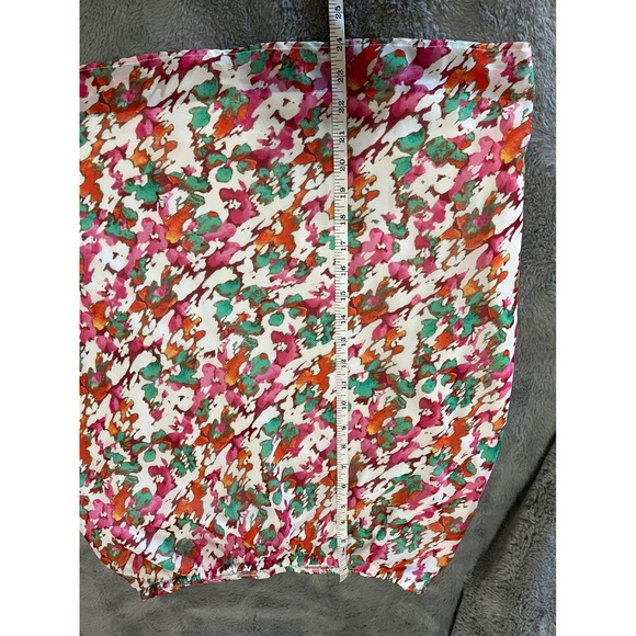 Karin Stevens Womens 2 Piece Skirt Set Pink Green Floral Ruffle Chiffon Size 10 - Picture 9 of 10